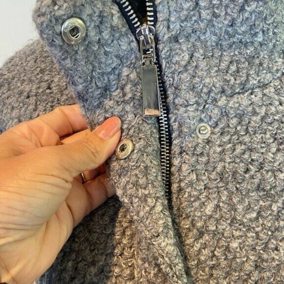 Vince Camuto Wool Blend Women's Jacket Size S Faux Leather Sleeve Mock Neck Gray - Picture 7 of 13